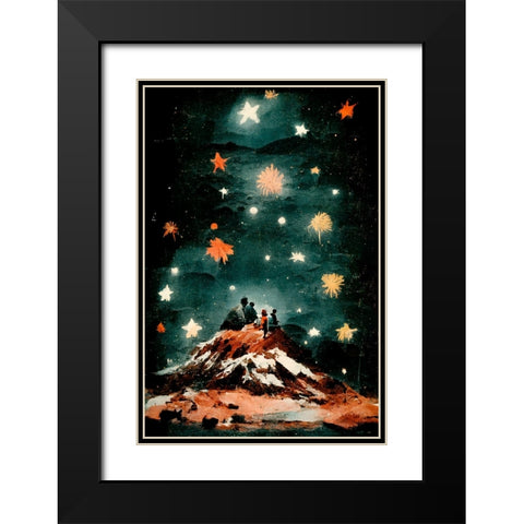 Night Of The Stars Black Modern Wood Framed Art Print with Double Matting by Treechild
