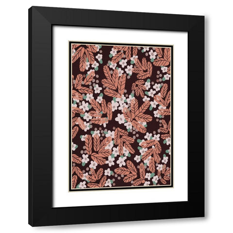 Autumn Blossoms Black Modern Wood Framed Art Print with Double Matting by Treechild