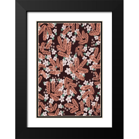Autumn Blossoms Black Modern Wood Framed Art Print with Double Matting by Treechild
