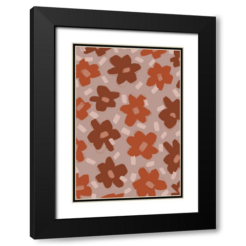 Pastel Flowers Black Modern Wood Framed Art Print with Double Matting by Treechild