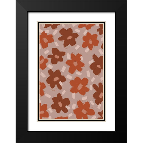 Pastel Flowers Black Modern Wood Framed Art Print with Double Matting by Treechild