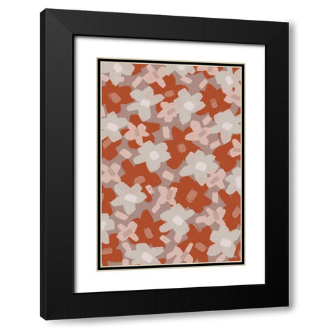 Cute Flowers Black Modern Wood Framed Art Print with Double Matting by Treechild