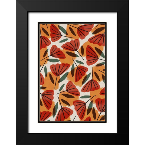 Tulip Pattern Black Modern Wood Framed Art Print with Double Matting by Treechild