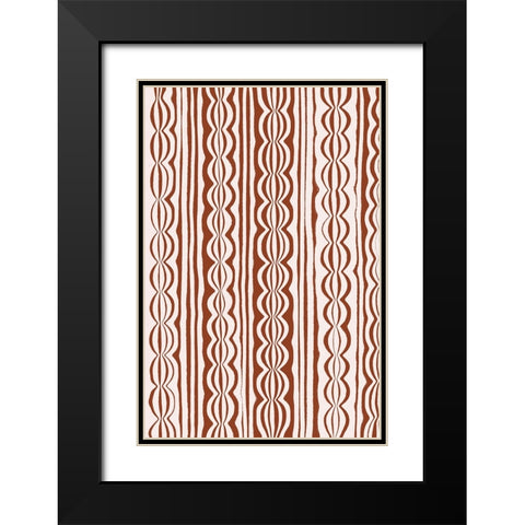 Curved Lines Black Modern Wood Framed Art Print with Double Matting by Treechild