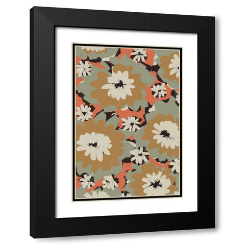 Big Pastel Flowers Black Modern Wood Framed Art Print with Double Matting by Treechild
