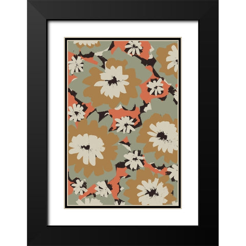 Big Pastel Flowers Black Modern Wood Framed Art Print with Double Matting by Treechild