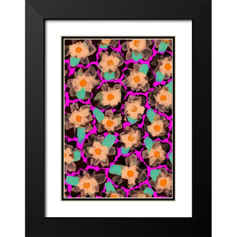 Funky Blossoms Black Modern Wood Framed Art Print with Double Matting by Treechild