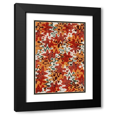Liquid Red Orange Pattern Black Modern Wood Framed Art Print with Double Matting by Treechild