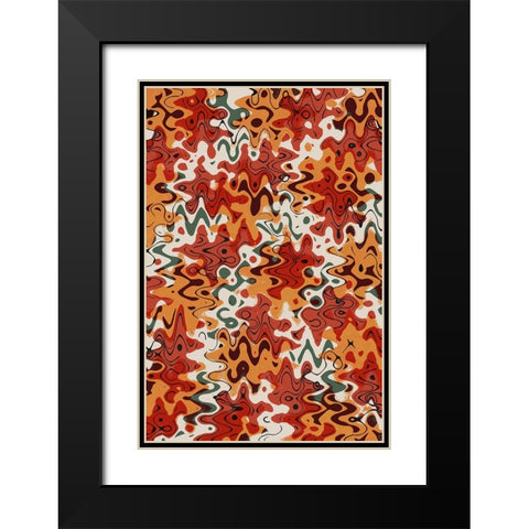Liquid Red Orange Pattern Black Modern Wood Framed Art Print with Double Matting by Treechild