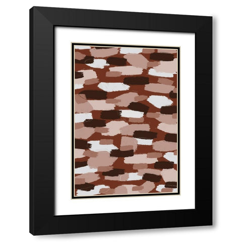 Brown Beige Strokes Black Modern Wood Framed Art Print with Double Matting by Treechild