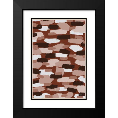 Brown Beige Strokes Black Modern Wood Framed Art Print with Double Matting by Treechild