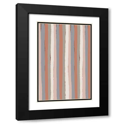 Pastel Stripes Black Modern Wood Framed Art Print with Double Matting by Treechild
