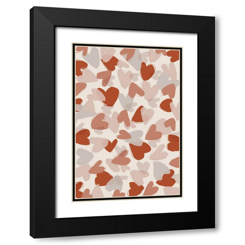 Pastel Hearts Black Modern Wood Framed Art Print with Double Matting by Treechild