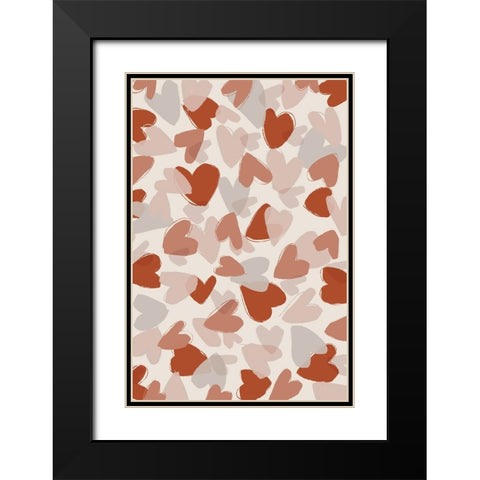 Pastel Hearts Black Modern Wood Framed Art Print with Double Matting by Treechild