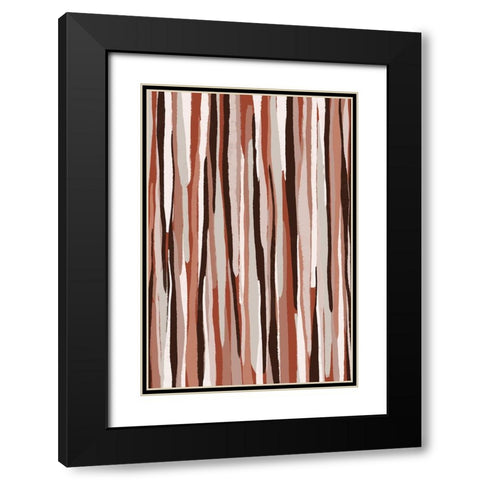 Pastel Thin Stripes Black Modern Wood Framed Art Print with Double Matting by Treechild