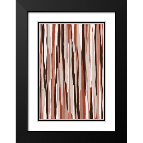 Pastel Thin Stripes Black Modern Wood Framed Art Print with Double Matting by Treechild