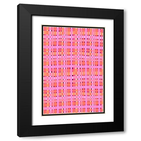 Pink Plaid Black Modern Wood Framed Art Print with Double Matting by Treechild