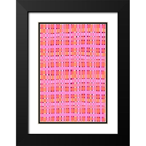 Pink Plaid Black Modern Wood Framed Art Print with Double Matting by Treechild