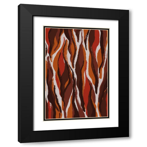 Earthy Tiger Pattern Black Modern Wood Framed Art Print with Double Matting by Treechild