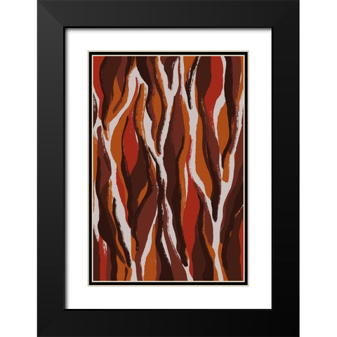 Earthy Tiger Pattern Black Modern Wood Framed Art Print with Double Matting by Treechild