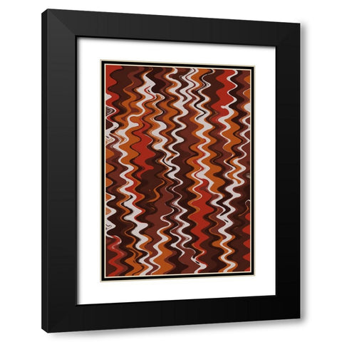 Earthy Color Zig Zag Pattern Black Modern Wood Framed Art Print with Double Matting by Treechild