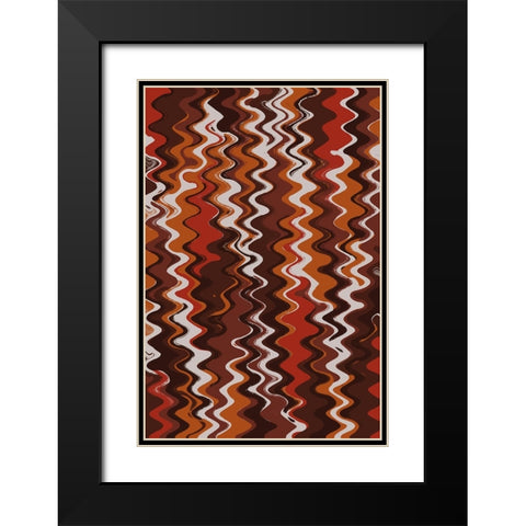 Earthy Color Zig Zag Pattern Black Modern Wood Framed Art Print with Double Matting by Treechild