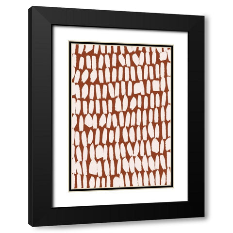 Simple White Strokes Black Modern Wood Framed Art Print with Double Matting by Treechild