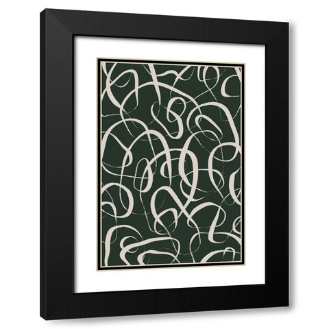 Beige Circles Black Modern Wood Framed Art Print with Double Matting by Treechild