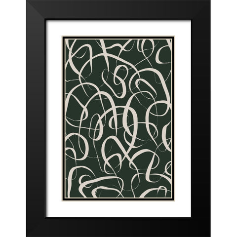 Beige Circles Black Modern Wood Framed Art Print with Double Matting by Treechild