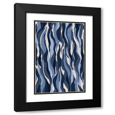 Blue Tiger Pattern Black Modern Wood Framed Art Print with Double Matting by Treechild