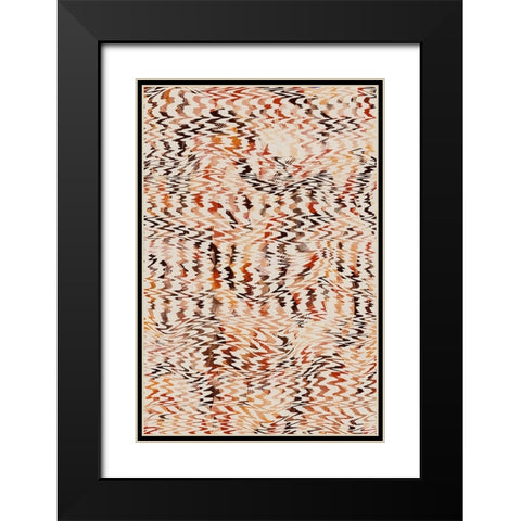 Ethno Zig Zag Pattern Black Modern Wood Framed Art Print with Double Matting by Treechild