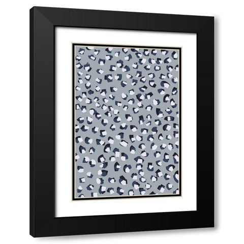 Little White Blue Brush Strokes Black Modern Wood Framed Art Print with Double Matting by Treechild