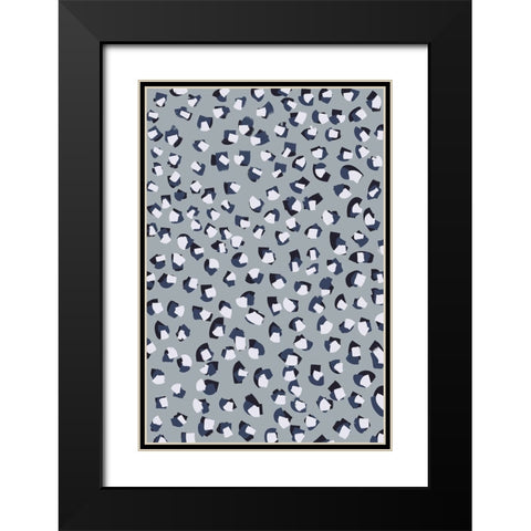 Little White Blue Brush Strokes Black Modern Wood Framed Art Print with Double Matting by Treechild