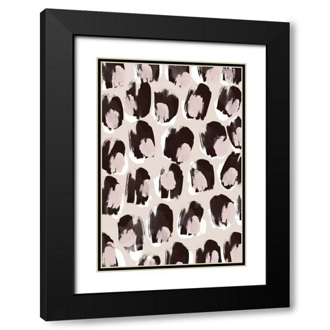 Big Brown And Beige Dots Black Modern Wood Framed Art Print with Double Matting by Treechild