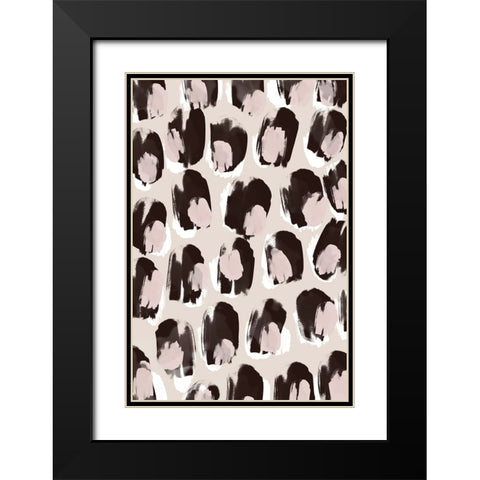Big Brown And Beige Dots Black Modern Wood Framed Art Print with Double Matting by Treechild