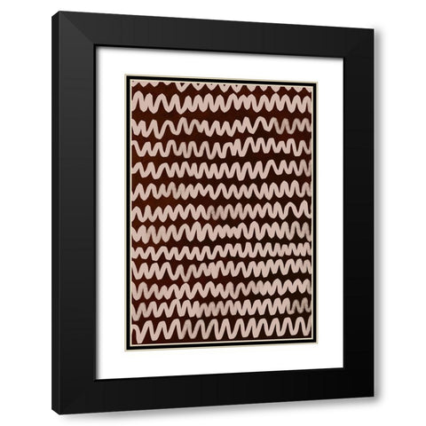 Beige ZigZag on Rusty Color Pattern Black Modern Wood Framed Art Print with Double Matting by Treechild