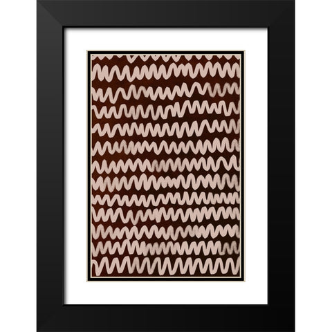 Beige ZigZag on Rusty Color Pattern Black Modern Wood Framed Art Print with Double Matting by Treechild