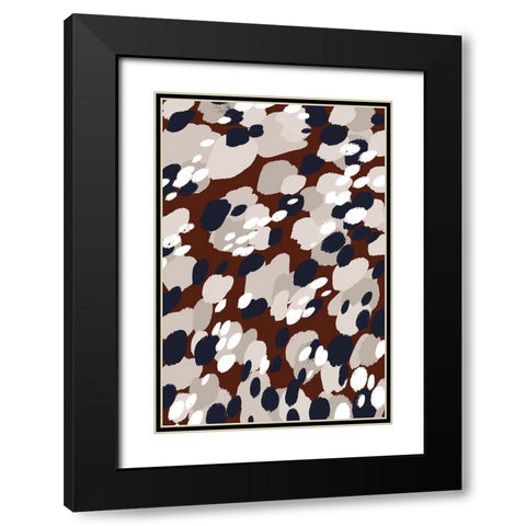 Berry Pattern Black Modern Wood Framed Art Print with Double Matting by Treechild