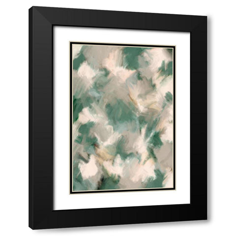 Wiped Jungle Pattern Black Modern Wood Framed Art Print with Double Matting by Treechild