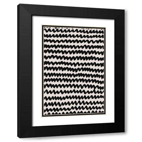 Simple Black ZigZag Pattern Black Modern Wood Framed Art Print with Double Matting by Treechild