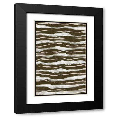 Geen Watercolor Waves Black Modern Wood Framed Art Print with Double Matting by Treechild