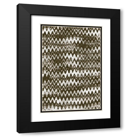 Strong Green Waves Black Modern Wood Framed Art Print with Double Matting by Treechild