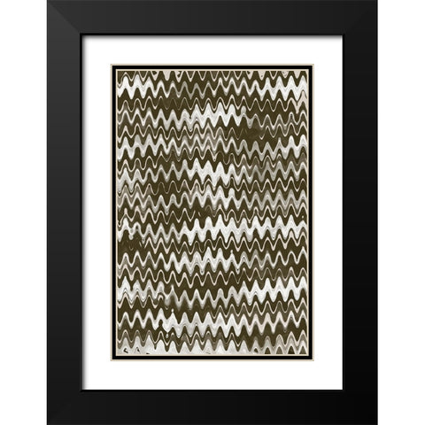 Strong Green Waves Black Modern Wood Framed Art Print with Double Matting by Treechild