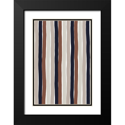 Gentle Color Stripes Black Modern Wood Framed Art Print with Double Matting by Treechild