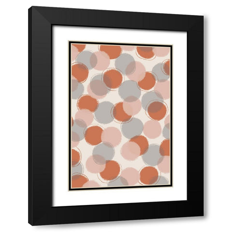 Pastel Dots Black Modern Wood Framed Art Print with Double Matting by Treechild