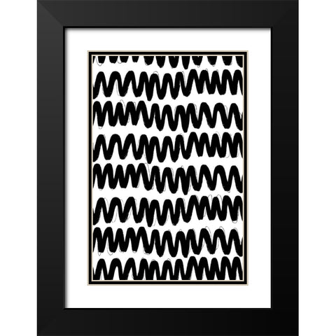Black Zig Zag Pattern Black Modern Wood Framed Art Print with Double Matting by Treechild