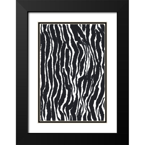 Zebra Pattern Black Modern Wood Framed Art Print with Double Matting by Treechild