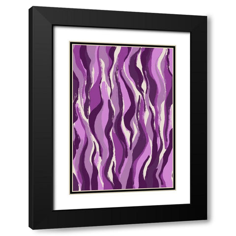 Purple Tiger Pattern Black Modern Wood Framed Art Print with Double Matting by Treechild