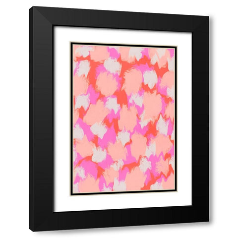Pastel Pink And Orange Strokes Black Modern Wood Framed Art Print with Double Matting by Treechild