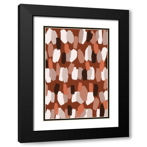 Pastel Earthy Strokes Pattern Black Modern Wood Framed Art Print with Double Matting by Treechild